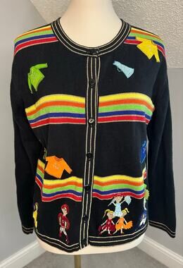 VGUC Vintage Terazzo School Football Cheerleader Embellished Sz Med Cardigan